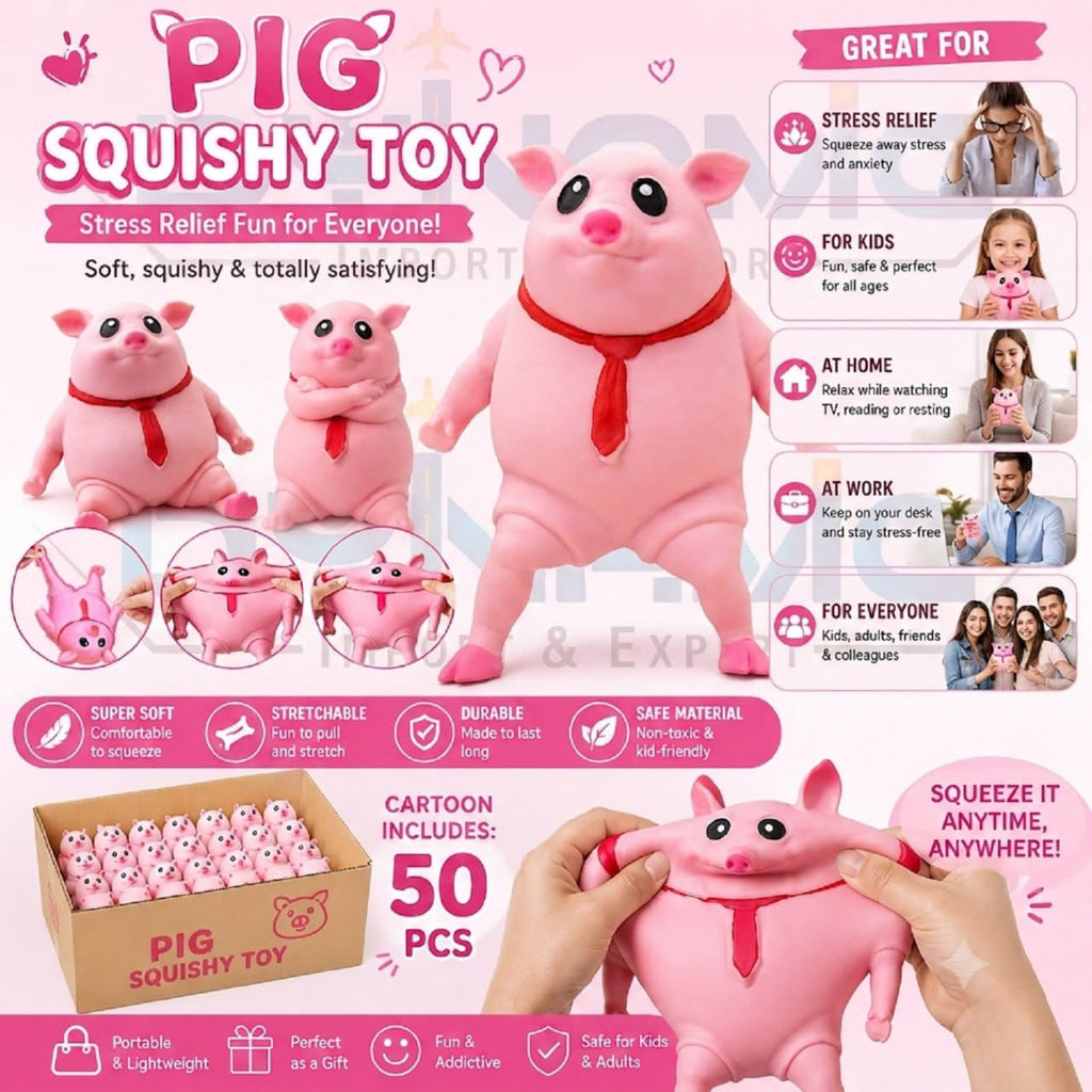 Pig Squishy Toy - Stretchable Stress Relief Toy